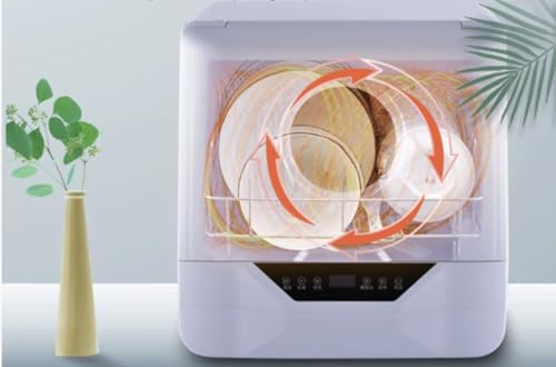 Acnivko 2WAY食器洗い乾燥機 工事不要 小型 除菌 2〜5人用、4つの主な洗濯モード、75度の乾燥と殺菌、家庭用、ギフト (110v,ホワイト)